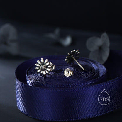 Tiny Daisy Flower Stud Earrings in Sterling Silver, Two Finished Available Silver Daisy Earrings, Silver Daisy Blossom Earrings