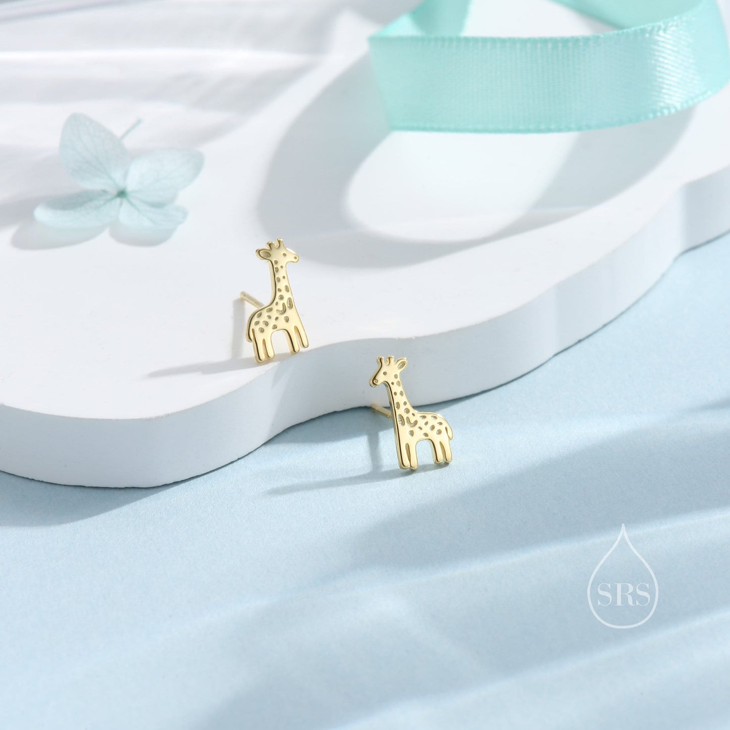 Sterling Silver Tiny Giraffe Stud Earrings - Silver, Gold or Rose Gold - Cute, Fun, Whimsical and Pretty Jewellery