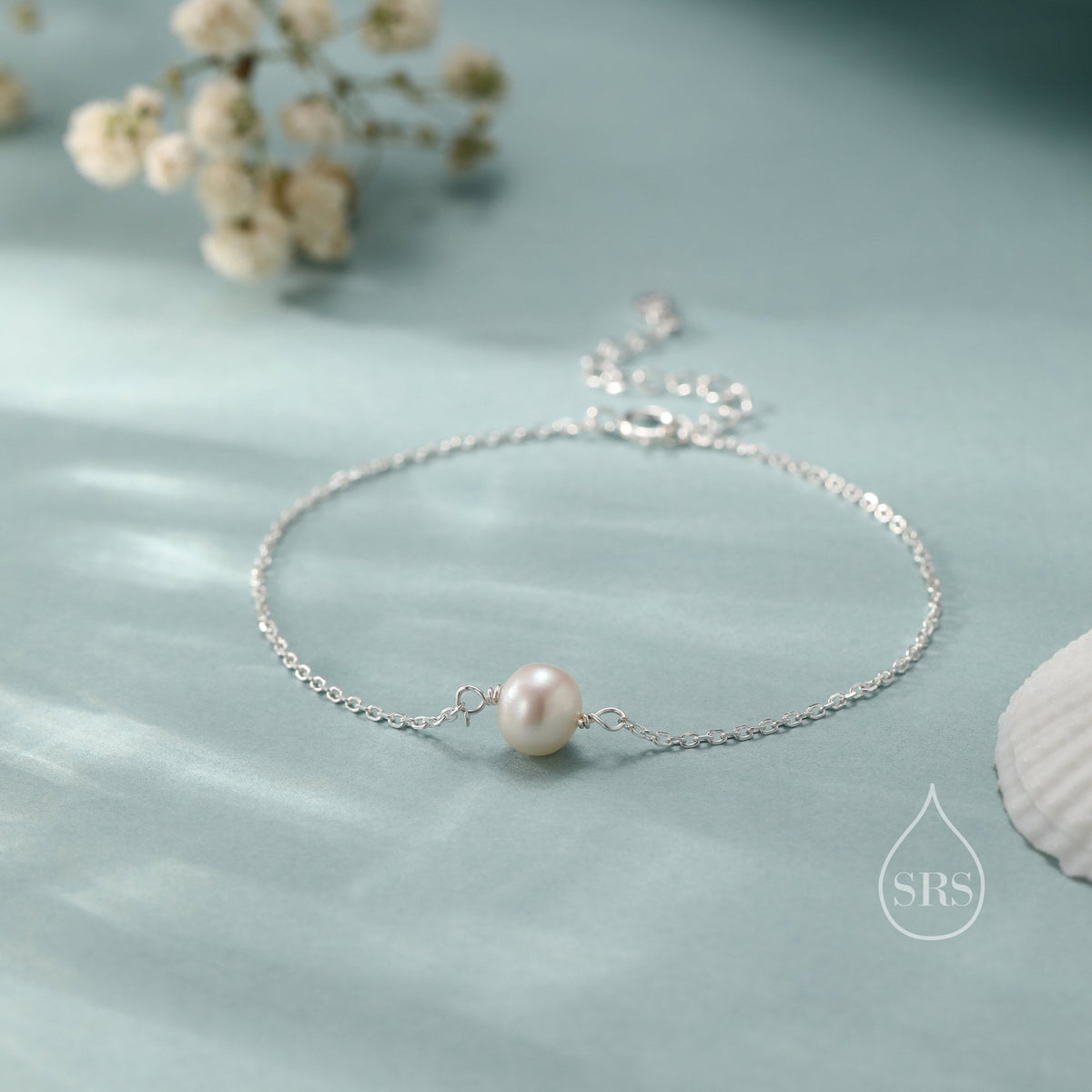 Sterling Silver Natural Pearl Bracelet, Single Genuine Pearl Bracelet, Dainty Freshwater Pearl Bracelet, Silver or Gold