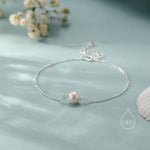 Sterling Silver Natural Pearl Bracelet, Single Genuine Pearl Bracelet, Dainty Freshwater Pearl Bracelet, Silver or Gold