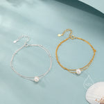 Sterling Silver Natural Pearl Double Layer Bracelet, Single Genuine Pearl Bracelet, Dainty Freshwater Pearl Bracelet, Silver or Gold