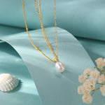 Genuine Freshwater Pearl Double Layer Pendant Necklace in Sterling Silver, Silver or Gold, Delicate Pearl Necklace, Natural Pearl Necklace