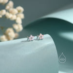 Tiny Opal Pink CZ Flower Stud Earrings in Sterling Silver, Silver or Gold, Extra Small Opal Pink Flower Earrings, Pink Flower Earrings