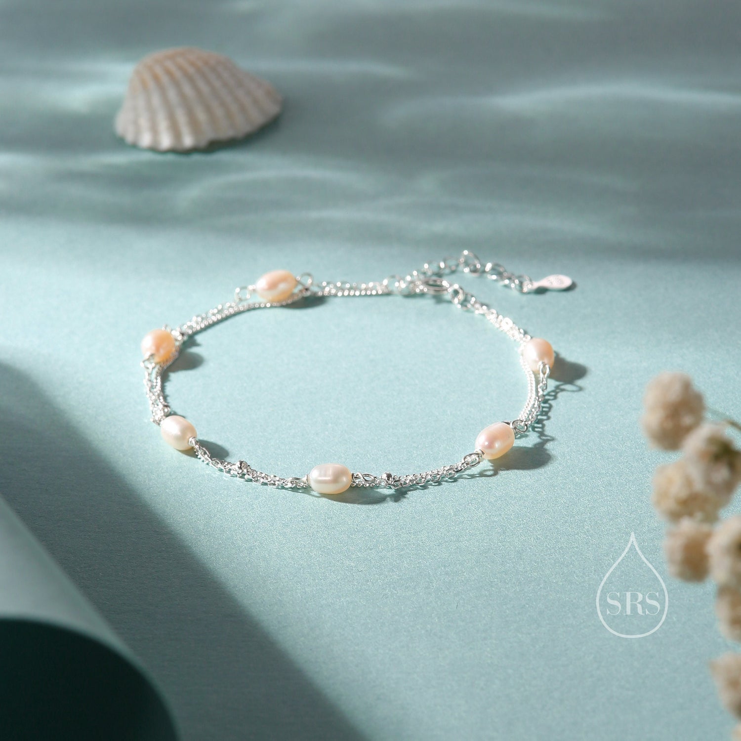 Double Layer Oval Freshwater Pearl Station Bracelet