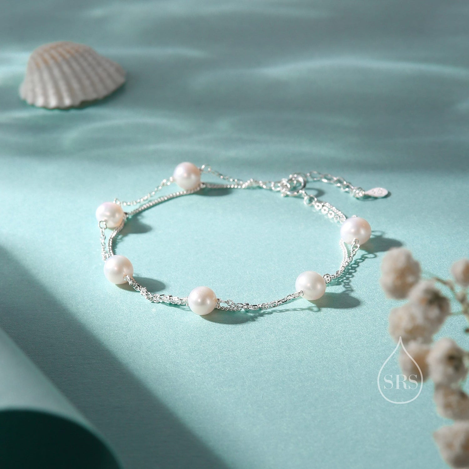 Double Layer Round Freshwater Pearl Station Bracelet