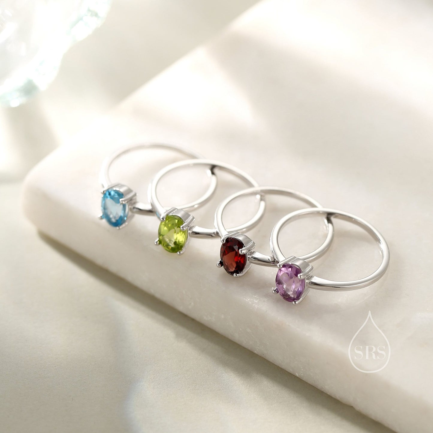 Natural 1 Carat Peridot Oval Ring in Sterling Silver, 5x7mm, Prong Set Oval Cut, US Size 5 6 7 8 , Genuine Peridot Ring, August Birthstone