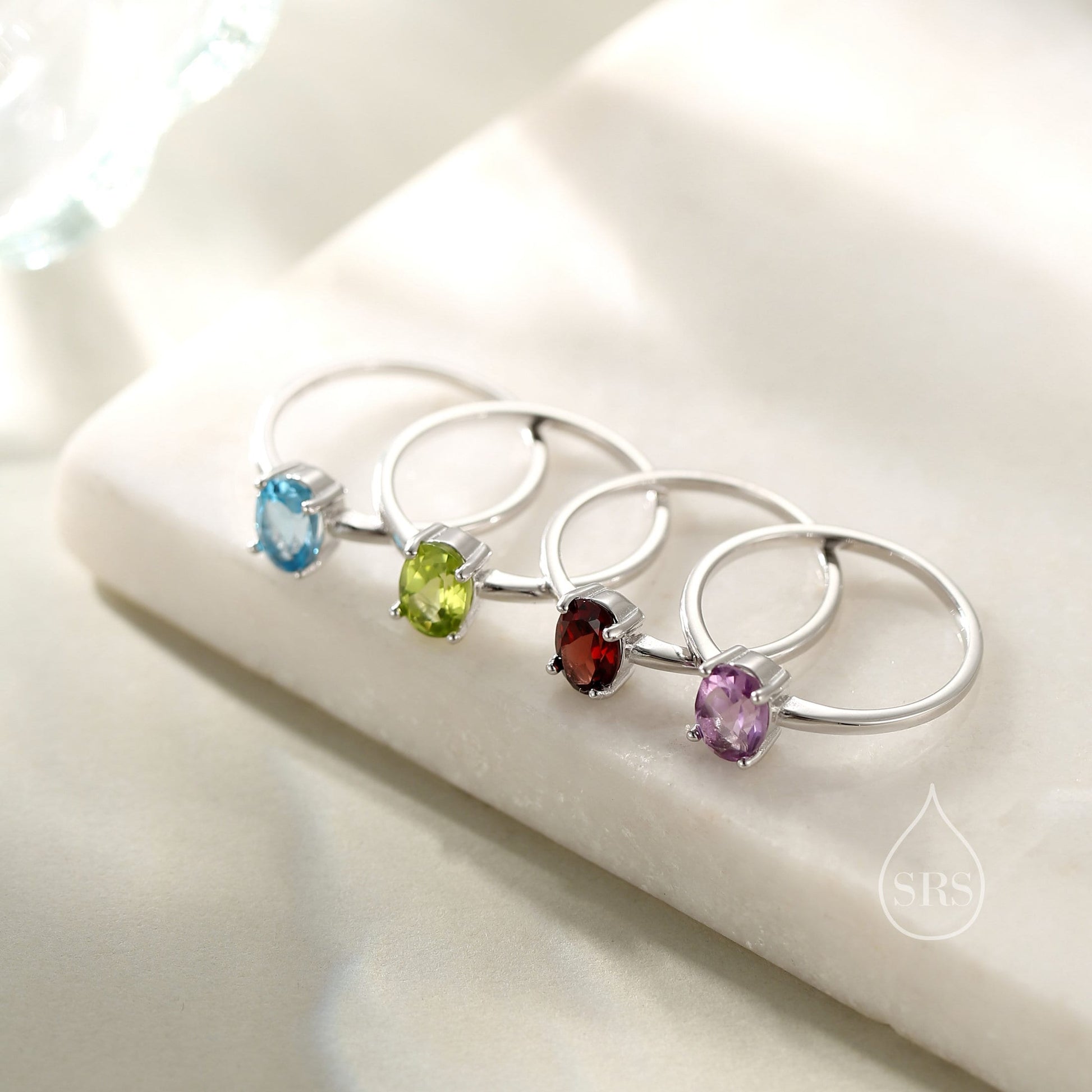 Natural 1 Carat Peridot Oval Ring in Sterling Silver, 5x7mm, Prong Set Oval Cut, US Size 5 6 7 8 , Genuine Peridot Ring, August Birthstone