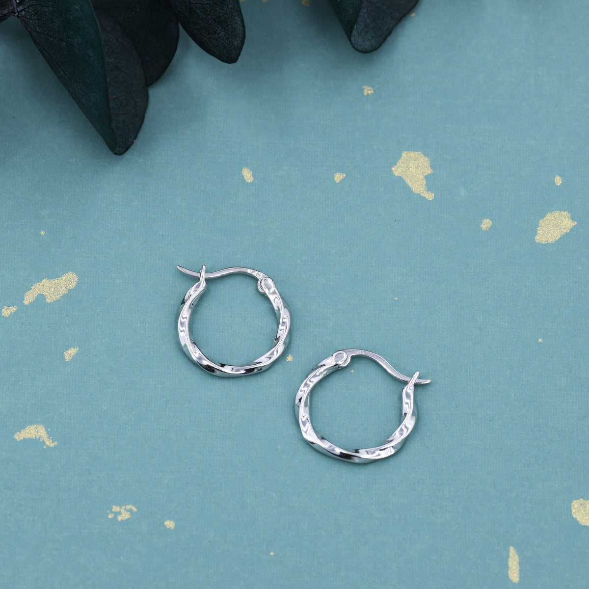 Twisted Rope Huggie Hoop Earrings, Twist Hoop Earrings, 12mm Inner Diameter, Lever Hoops