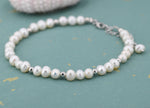 Sterling Silver Freshwater Pearl Beaded Bracelet, Silver or Gold, Genuine Fresh Water Pearls, Natural Pearl Bracelet, Ivory Pearls
