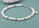 Freshwater Pearl and Silver Bead Bracelet