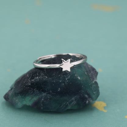 Sterling Silver Dainty Star Open Ring, Adjustable Size, Star of David Ring, Celestial Jewellery, Dainty Star of David Ring