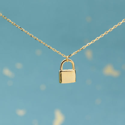 Extra Tiny Padlock Pendant Necklace in Sterling Silver, Silver or Gold, Silver Pad Lock Pendant, Lock Necklace