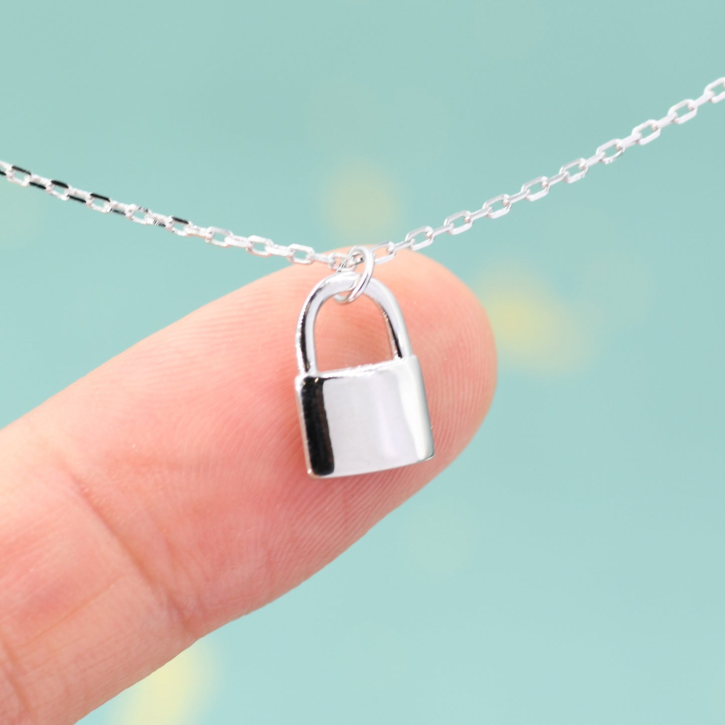 Extra Tiny Padlock Pendant Necklace in Sterling Silver, Silver or Gold, Silver Pad Lock Pendant, Lock Necklace