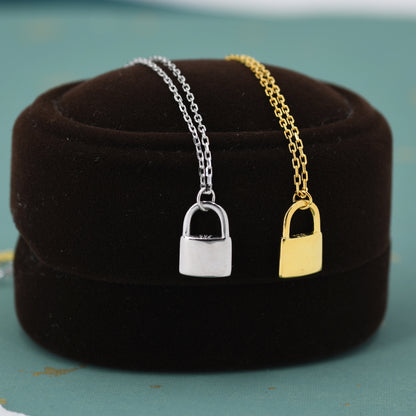 Extra Tiny Padlock Pendant Necklace in Sterling Silver, Silver or Gold, Silver Pad Lock Pendant, Lock Necklace