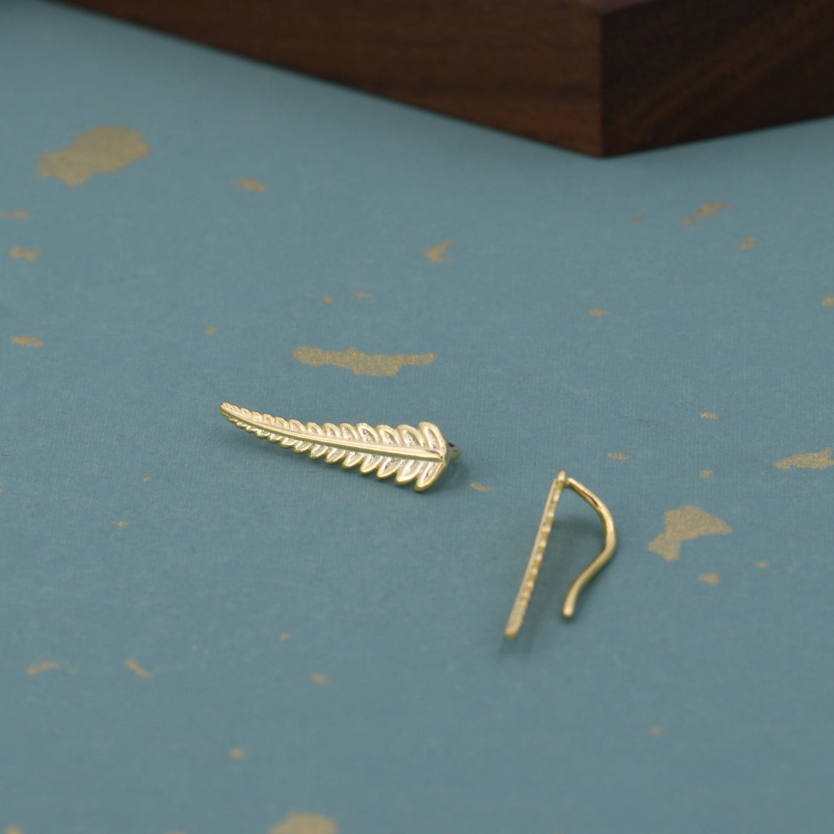 Fern Leaf Ear Crawlers in Sterling Silver, Leaf Climber Earrings, Silver or Gold, Nature Inspired Leaf Earrings, Fern Earrings