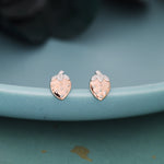 Strawberry Stud Earrings in Sterling Silver, Silver and Rose Gold Two Tone Earrings, Fruit Earrings, Summer Earrings