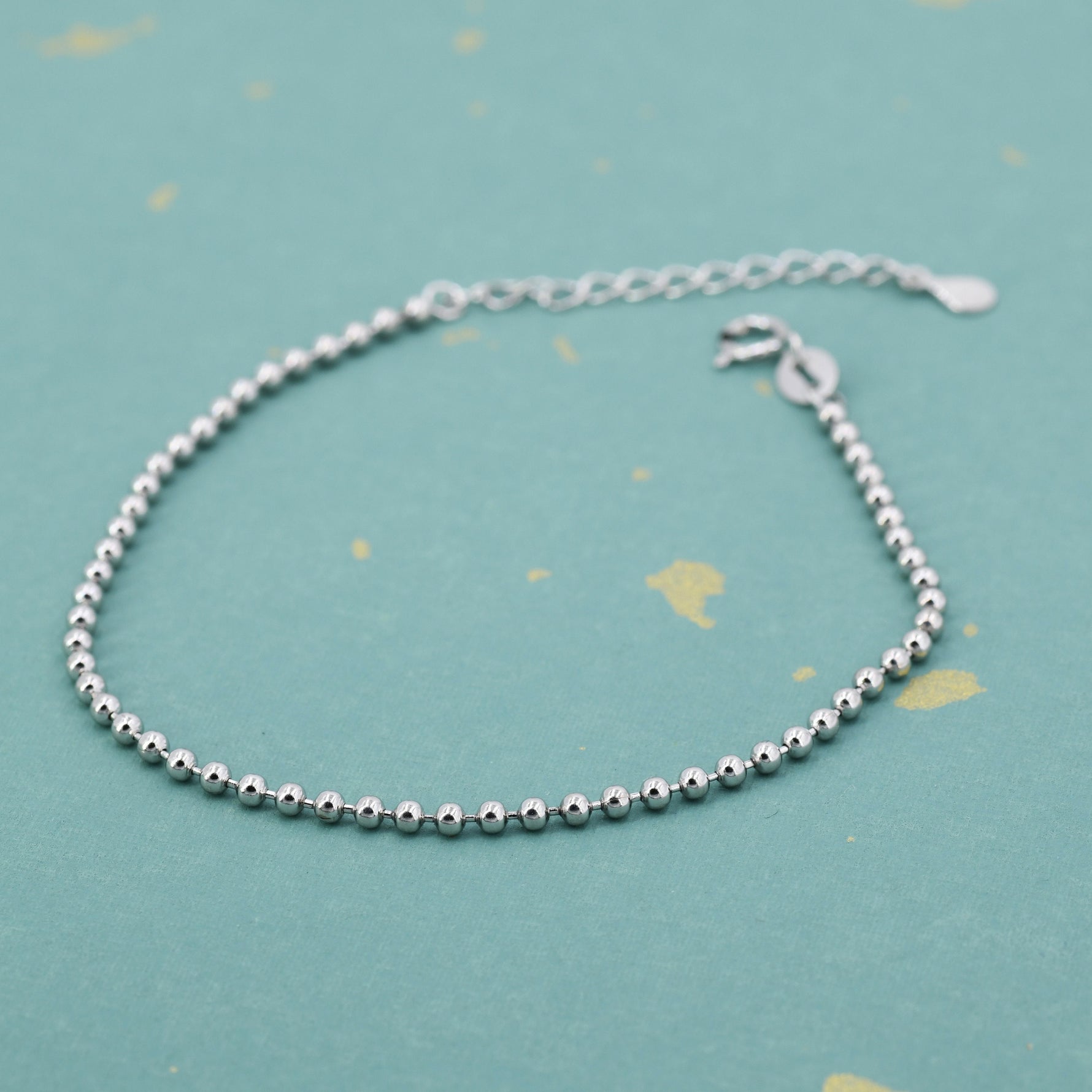 Sterling Silver Minimalist Skinny Ball Chain Delicate Bracelet and Anklet with Adjustable Chain, Silver or Gold