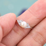 Freshwater Pearl Gemstone Ring with CZ Accents