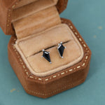 Black CZ Rhombus Flat Back/ Screw Back/ Stud Earrings in Sterling Silver, Silver or Gold, Kite Shape Crystal Earrings, Stacking Earrings
