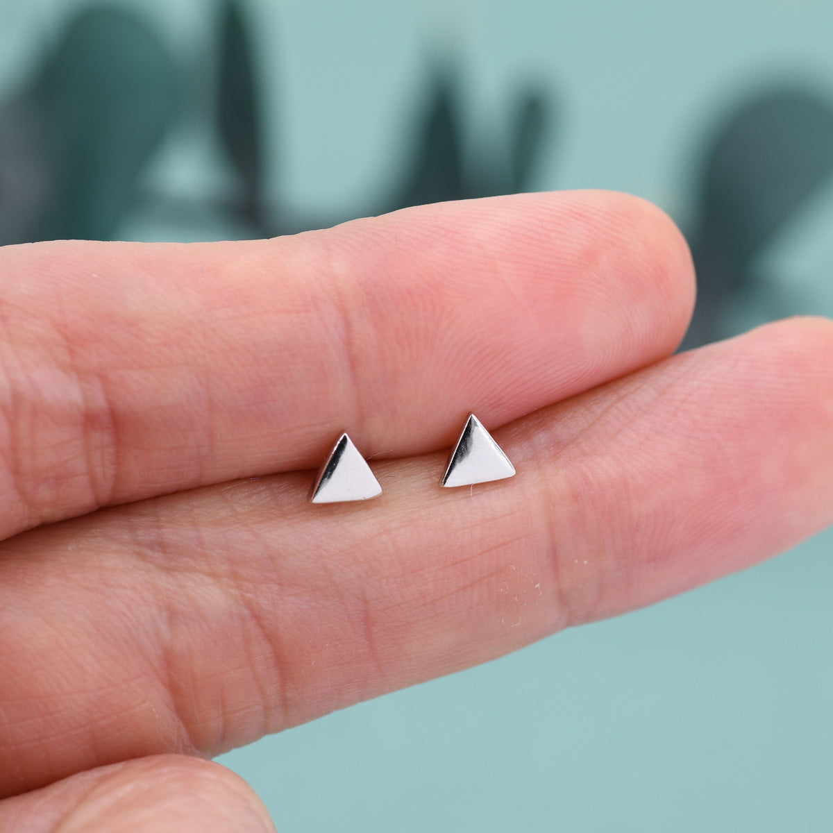 Extra Tiny Triangle Stud Earrings in Sterling Silver, Silver, Gold or Rose Gold, Geometric Minimalist Design, Stacking Earrings