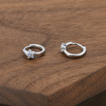 Opal Colour CZ Flower Huggie Hoop in Sterling Silver, Silver or Gold, Delicate Flower CZ Hoops, Tiny Flower Hoops, Tiny CZ Hoops