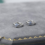 Opal Colour CZ Flower Huggie Hoop in Sterling Silver, Silver or Gold, Delicate Flower CZ Hoops, Tiny Flower Hoops, Tiny CZ Hoops