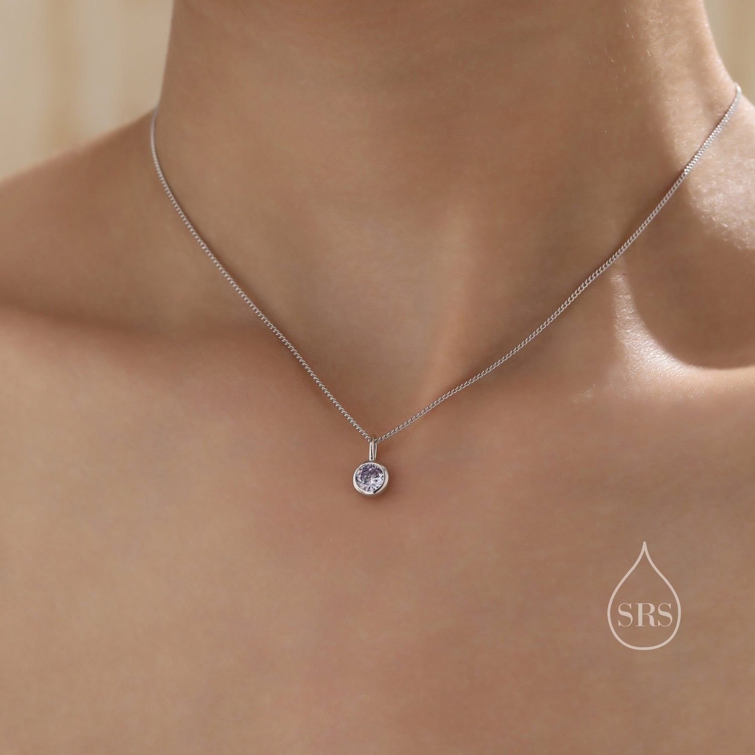 Amethyst Purple CZ Bubble Pendant Necklace