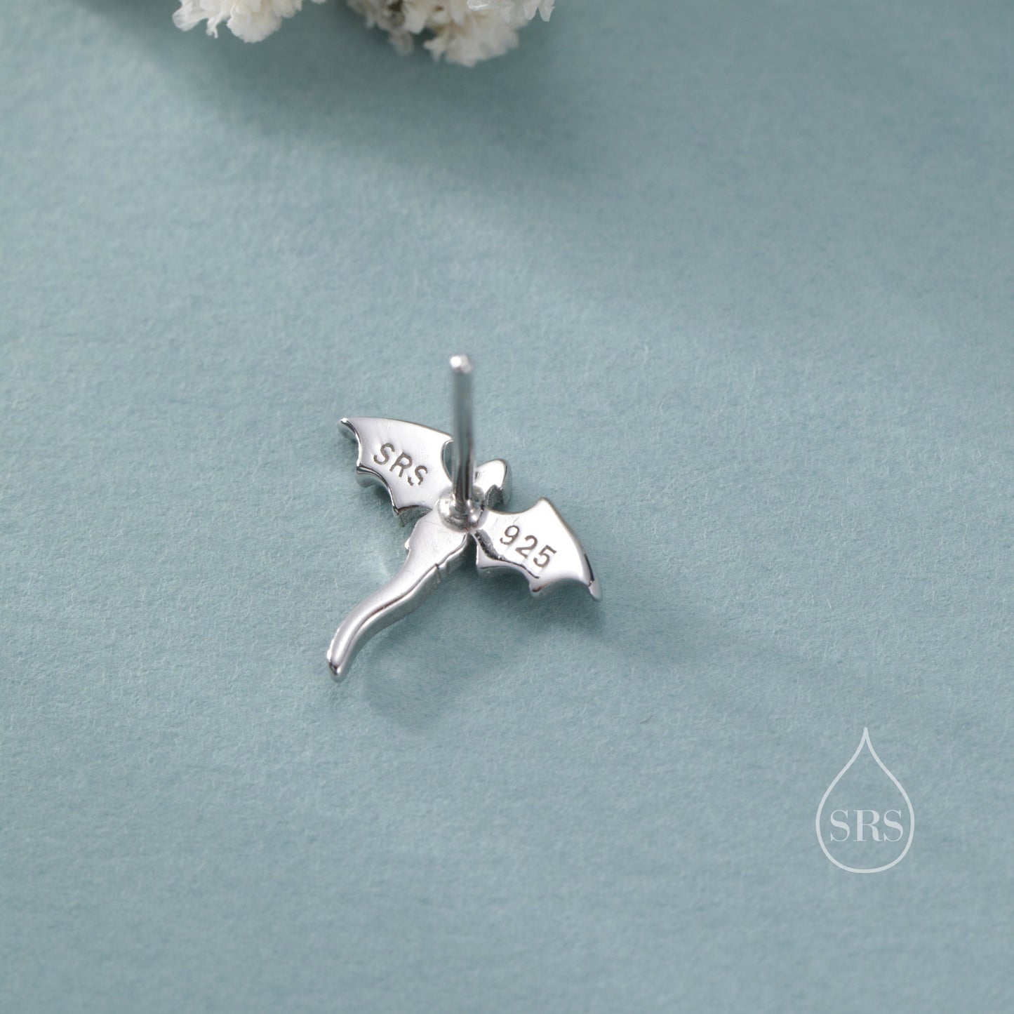 Extra Tiny Dragon Stud Earrings in Sterling Silver, Silver or Gold or Rose Gold, Sterling Silver Dragon Earrings, Small Dragon Stud