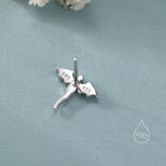 Extra Tiny Dragon 16G Internally Threaded Flat Back Earrings in Sterling Silver