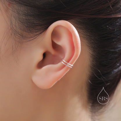 Minimalist Sterling Silver Ear Cuff, Double Bar Ear Cuff, Simple and Minimalist