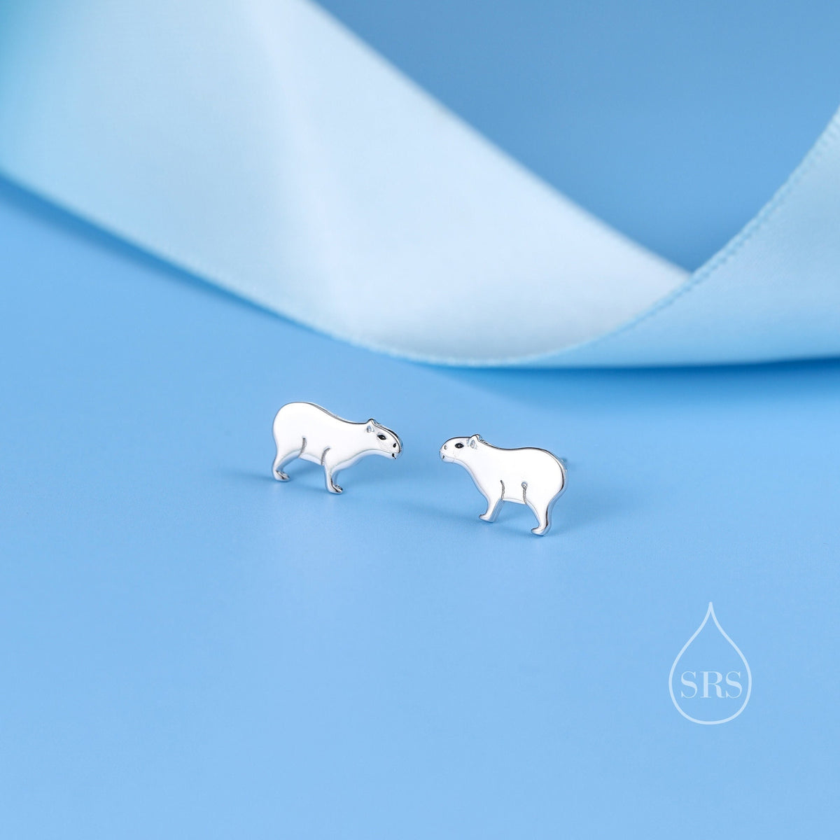 Capybara Stud Earrings in Sterling Silver - Cute Animal Earrings - Pantanal Animal - Fun, Whimsical