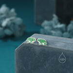 Tiny Enamel Frog Stud Earrings in Sterling Silver, Kawaii Frog Earrings, Green Frog Earrings, Nature Inspired