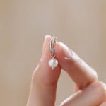 Genuine Freshwater Pearl with Skinny Hoop Earrings in Sterling Silver, Detachable Freshwater Pearl Hoop Earrings, Natural Pearl Huggie Hoops