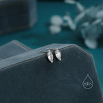 Sterling Silver Marquise CZ Stud Earrings, Simulated Diamond Stud, Minimalist Geometric Design, April Birthstone