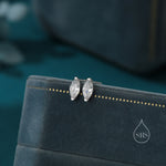 Sterling Silver Marquise CZ Stud Earrings, Simulated Diamond Stud, Minimalist Geometric Design, April Birthstone