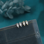Sterling Silver Marquise CZ Stud Earrings, Simulated Diamond Stud, Minimalist Geometric Design, April Birthstone