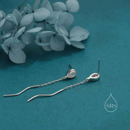 Sterling Silver Balloon Dangle Stud Earrings, Silver or Gold, Clear CZ Balloon Earrings, Cute and Quirky Design