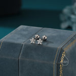Very Tiny Flower CZ Screw Back Earrings in Sterling Silver, Forget Me Not Floral CZ Earrings, Silver or Gold, Flower CZ Earrings