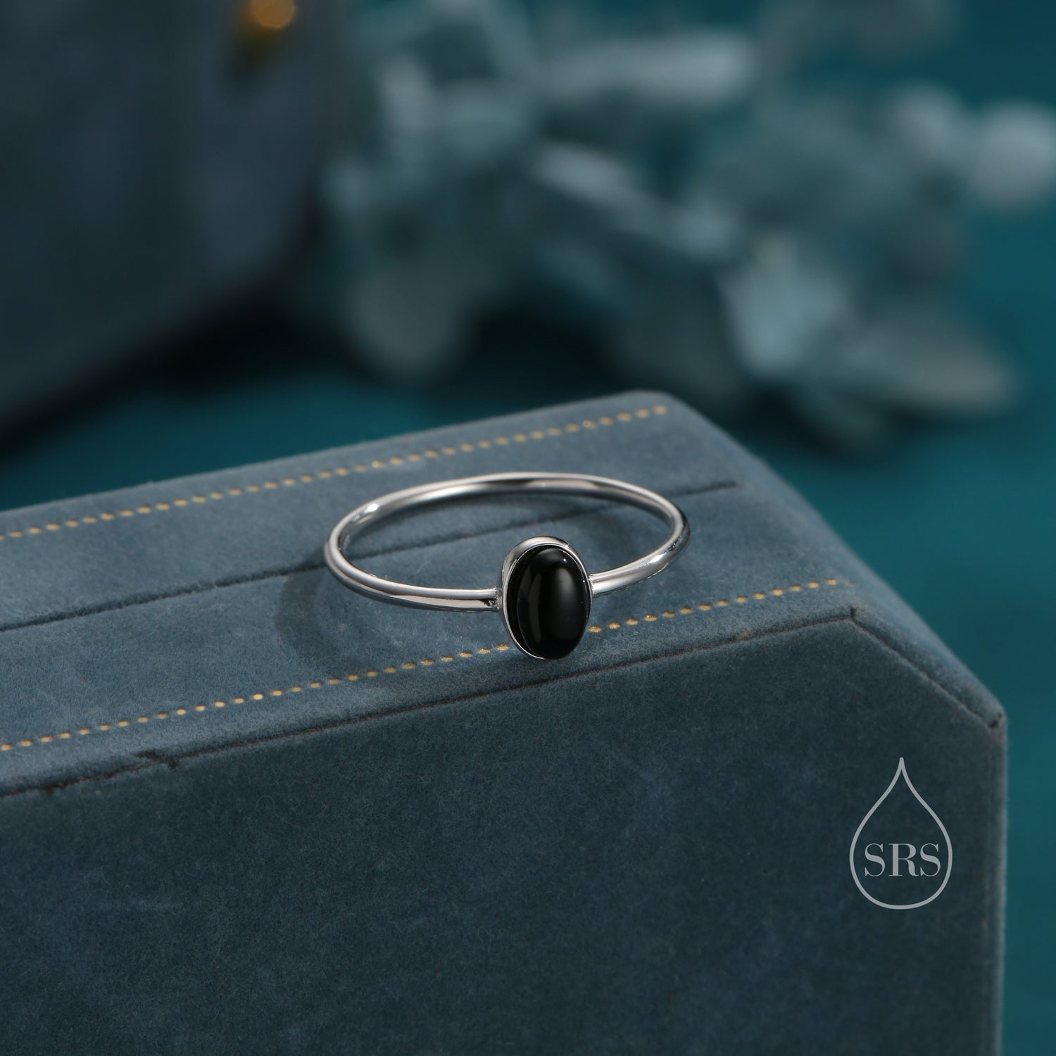 Oval Black Onyx Bezel Gemstone Ring