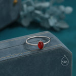 Red Onyx Oval Ring in Sterling Silver, US 5 - 8, Delicate Red Onyx Stone Ring, Natural Red Carnelian Onyx Ring