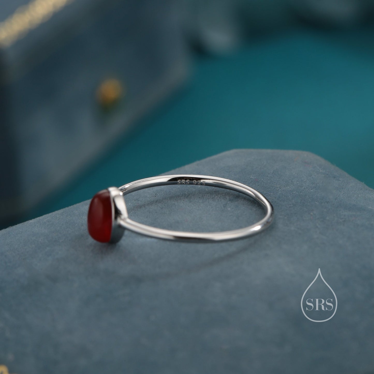 Red Onyx Oval Ring in Sterling Silver, US 5 - 8,  Delicate Red Onyx Stone Ring, Natural Red Carnelian Onyx Ring