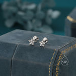 Tiny Flower CZ 16G Internally Threaded Flat Back Earrings in Sterling Silver