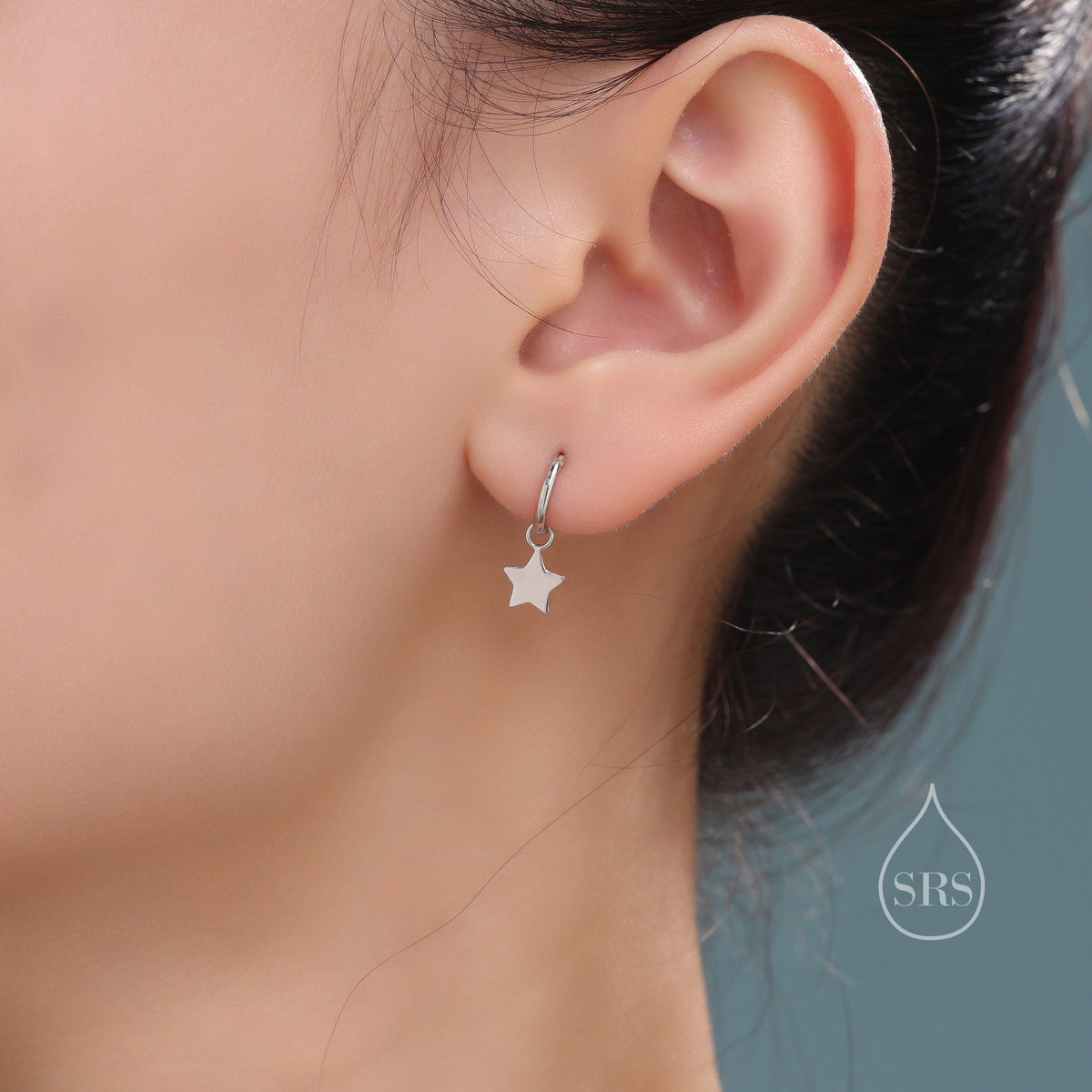 Delicate Star Huggie Hoop Earrings in Sterling Silver, Silver or Gold or Rose Gold, Star Sleeper Earrings, Sunburst Earrings, Celestial