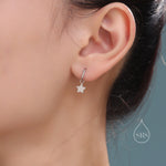 Delicate Star Huggie Hoop Earrings in Sterling Silver, Silver or Gold or Rose Gold, Star Sleeper Earrings, Sunburst Earrings, Celestial