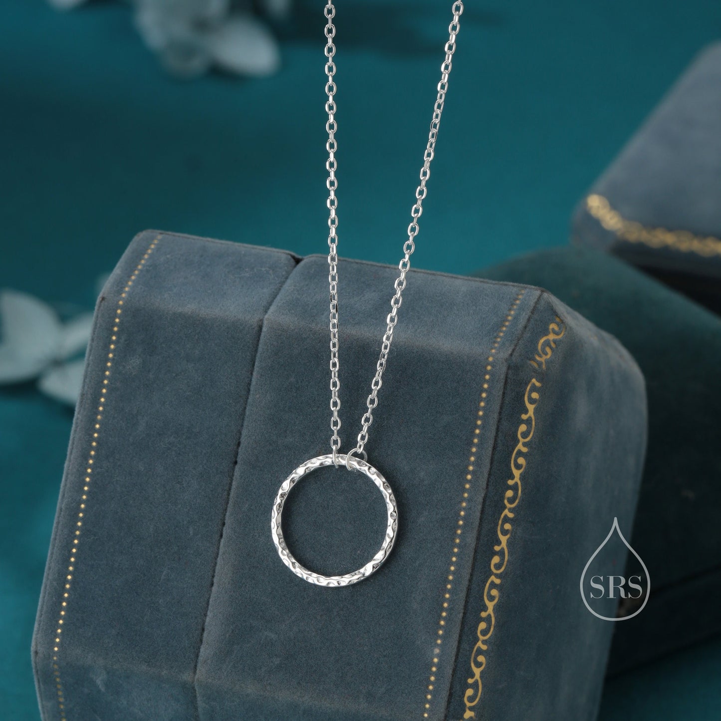 Hammered Circle Pendant Necklace in Sterling Silver, Silver or Gold or Rose Gold, Delicate Textured Circle Geometric Necklace