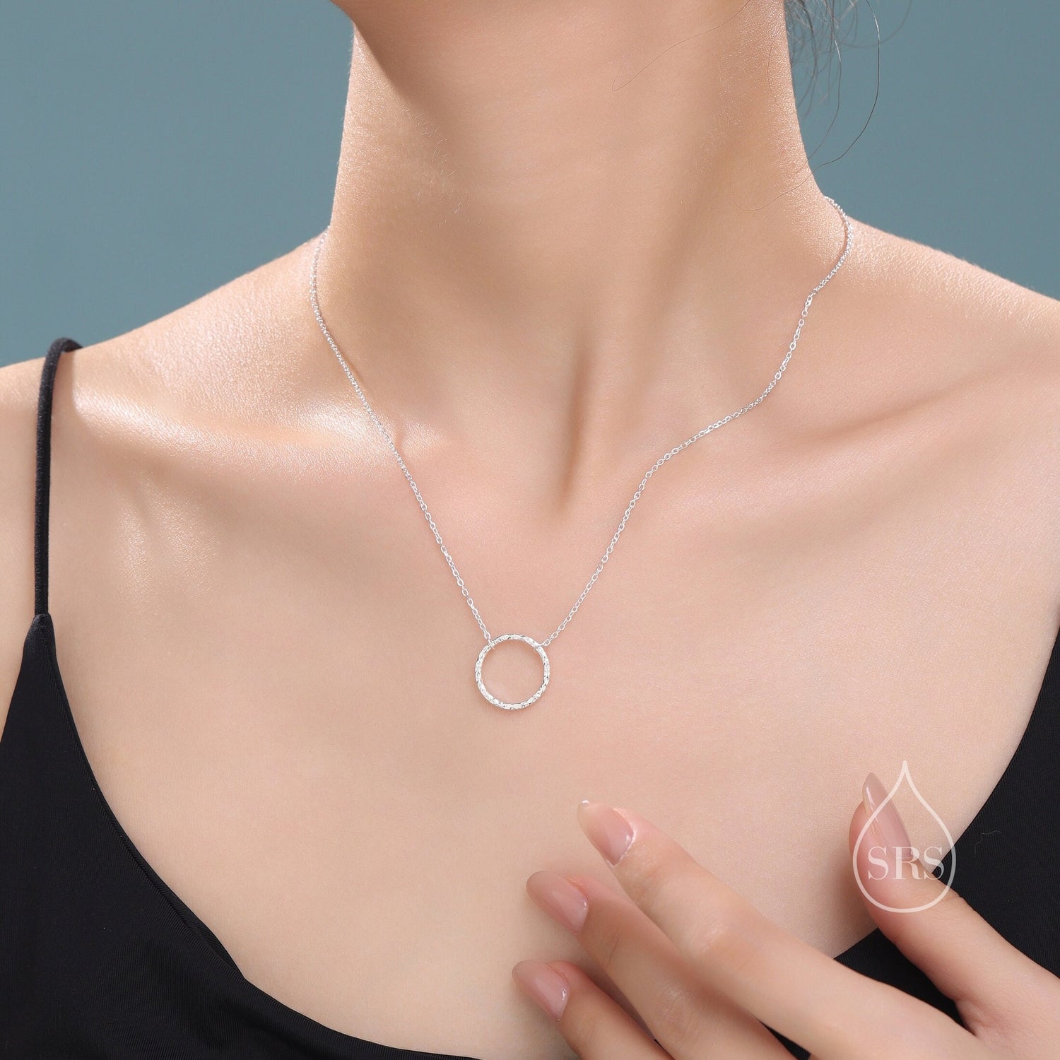 Hammered Circle Charm Necklace