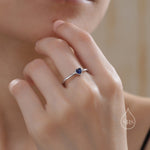 Sterling Silver Very Tiny Sapphire Blue CZ Heart Ring, Adjustable Size, Blue Heart Ring, Tiny Heart Ring, Tiny Blue CZ Heart Ring