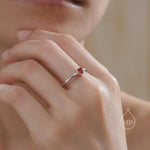 Sterling Silver Very Tiny Garnet Red CZ Heart Ring, Adjustable Size, Red Heart Ring, Tiny Heart Ring, Tiny Red CZ Heart Ring