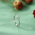 Sterling Silver Very Tiny CZ Heart Ring, Adjustable Size, Small Heart Ring, Tiny Heart Ring, Tiny CZ Heart Ring