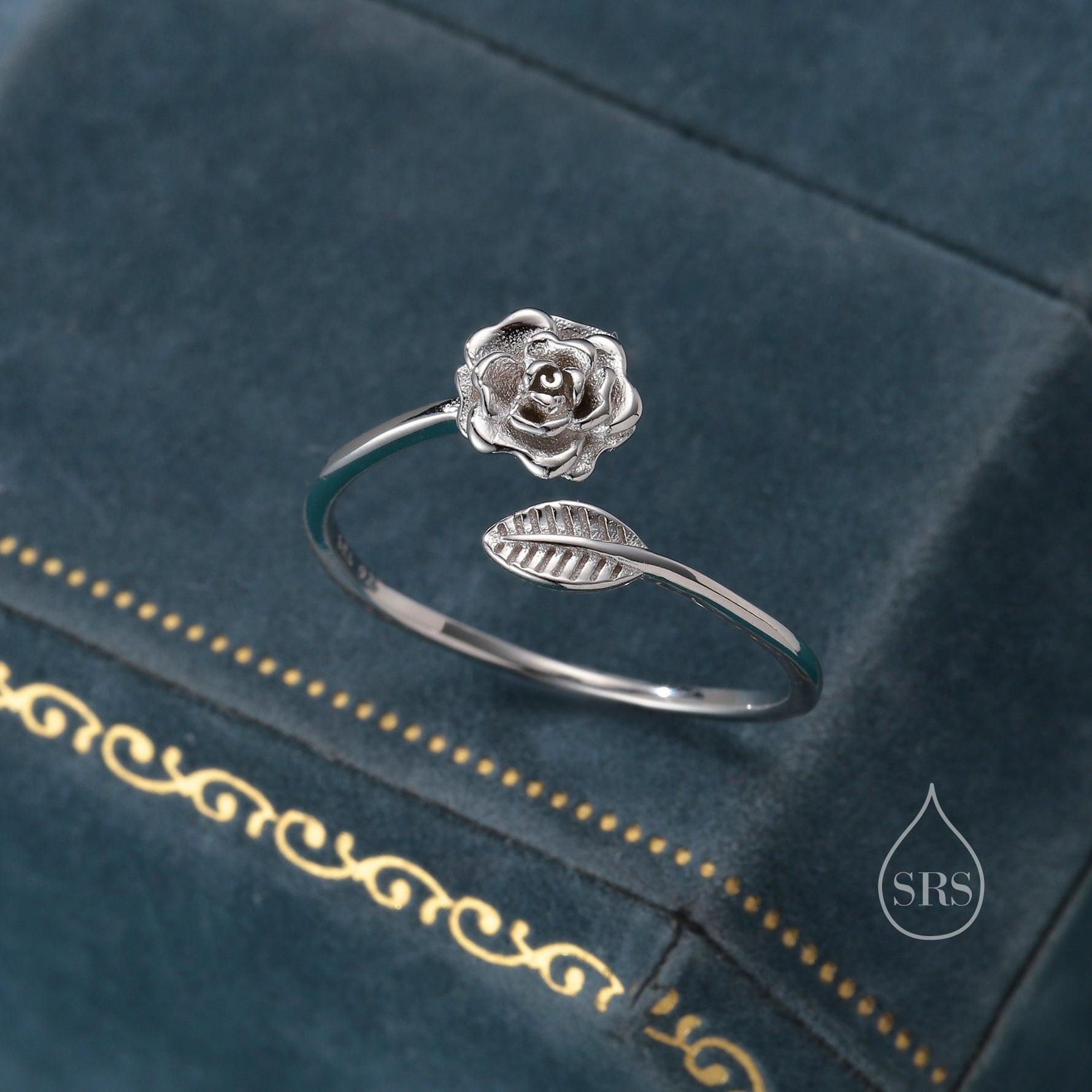 Rose Wrap Ring in Sterling Silver, Flower Ring, Silver Rose Ring, Adjustable Size